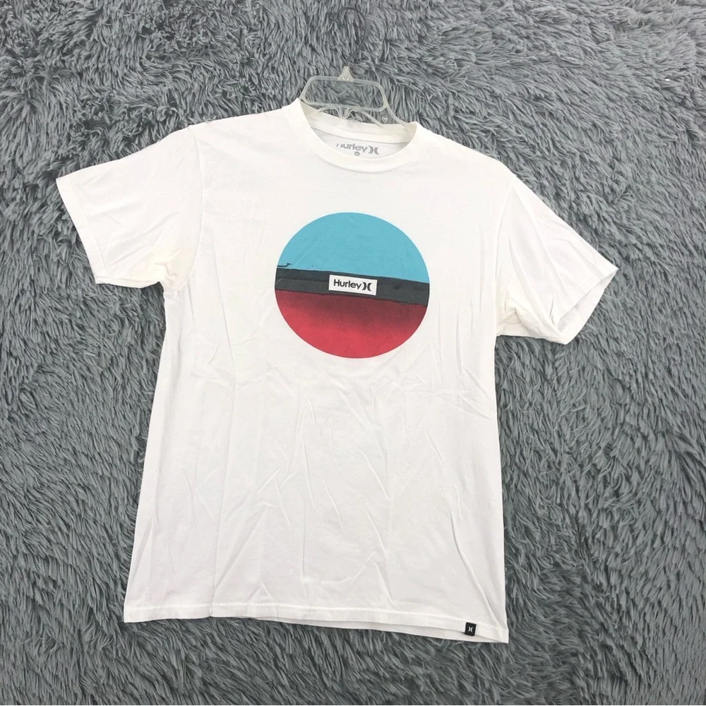 Hurley Tshirt Mens Medium Spellout Logo White Shirt
